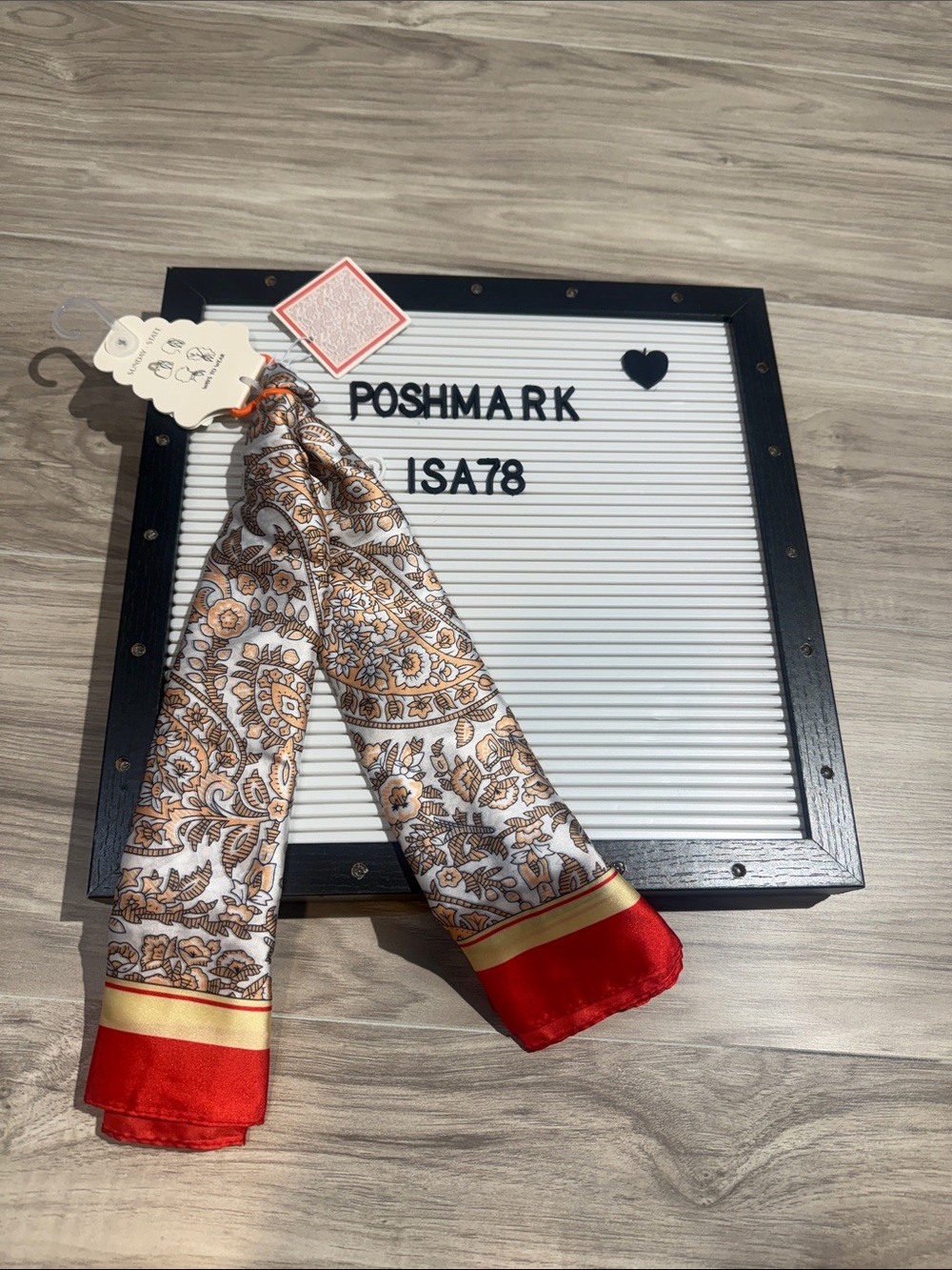 SUNDAY STATE  Paisley Print Scarf with Red Border